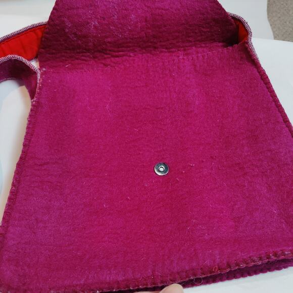 Handmade Purple Felted Wool Purse Dalmation Dog Puppy Shoulder Bag - Picture 4 of 7